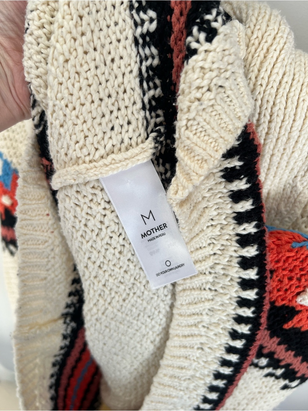 Mother The De Gaulle Shawl Collar Knit Cardigan Sweater Cream Black - Picture 9 of 9